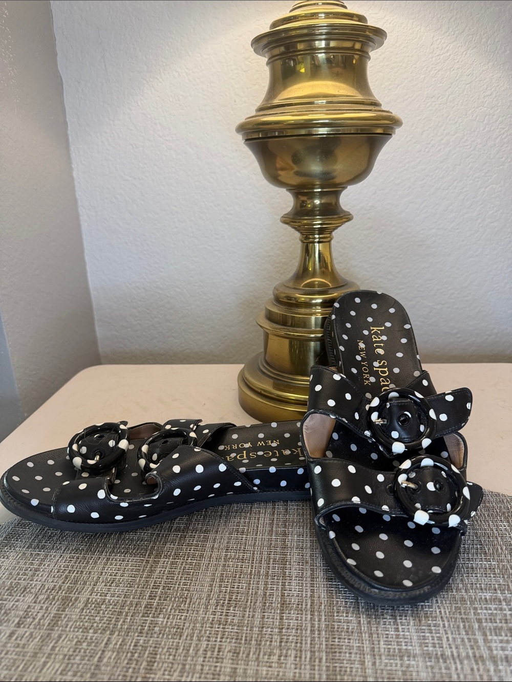 kate spade Black & White Polka Dot Slide